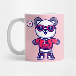 Cute Panda Wearing Hoodie And Glasses Cartoon Mug